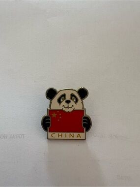 Panda Holding China Flag Pin